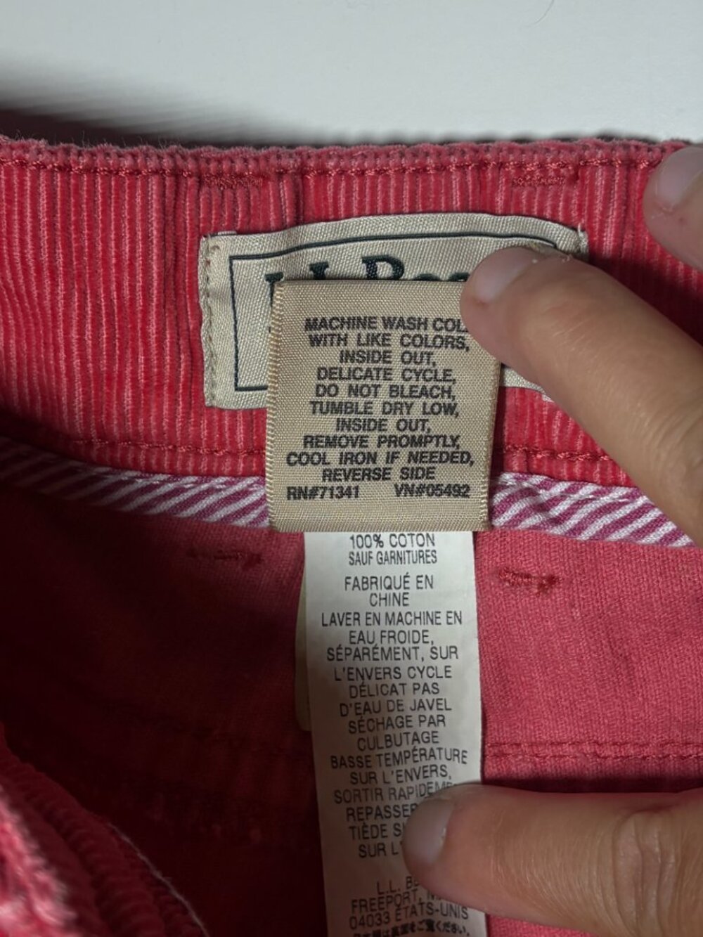 Women's VINTAGE L.L. Bean Mallard Duck Embroidered Corduroy Pant Salmon size 12T - Picture 16 of 16